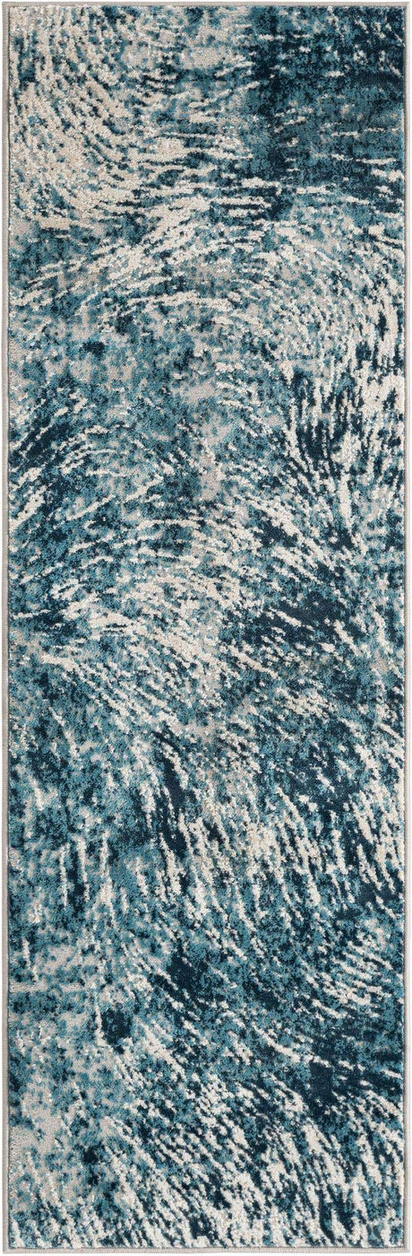 Blue 2' x 6' Oasis Runner Area Rug 65% Polypropylene & 35% Polyester Contemporary Carpet for Living Rooms, Bedroom, Kitchen, Dining, Office for Sale at Rug Engine