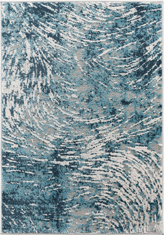 Blue 2' x 3' Oasis Rectangle Area Rug 65% Polypropylene & 35% Polyester Contemporary Carpet for Living Rooms, Bedroom, Kitchen, Dining, Office for Sale at Rug Engine