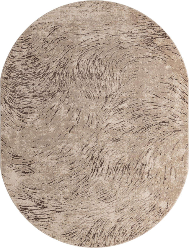 Brown 8' x 10' Oasis Oval Area Rug 65% Polypropylene & 35% Polyester Contemporary Carpet for Living Rooms, Bedroom, Kitchen, Dining, Office for Sale at Rug Engine