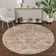 Brown 4' x 4' Oasis Round Area Rug 65% Polypropylene & 35% Polyester Contemporary Carpet for Living Rooms, Bedroom, Kitchen, Dining, Office for Sale at Rug Engine