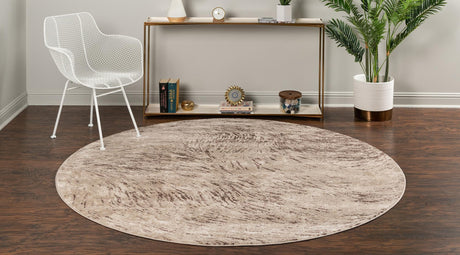 Brown 4' x 4' Oasis Round Area Rug 65% Polypropylene & 35% Polyester Contemporary Carpet for Living Rooms, Bedroom, Kitchen, Dining, Office for Sale at Rug Engine