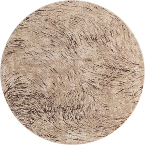 Brown 7' x 7' Oasis Round Area Rug 65% Polypropylene & 35% Polyester Contemporary Carpet for Living Rooms, Bedroom, Kitchen, Dining, Office for Sale at Rug Engine
