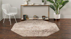 Brown 7' x 7' Oasis Octagon Area Rug 65% Polypropylene & 35% Polyester Contemporary Carpet for Living Rooms, Bedroom, Kitchen, Dining, Office for Sale at Rug Engine