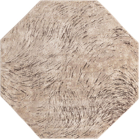 Brown 6' x 6' Oasis Octagon Area Rug 65% Polypropylene & 35% Polyester Contemporary Carpet for Living Rooms, Bedroom, Kitchen, Dining, Office for Sale at Rug Engine