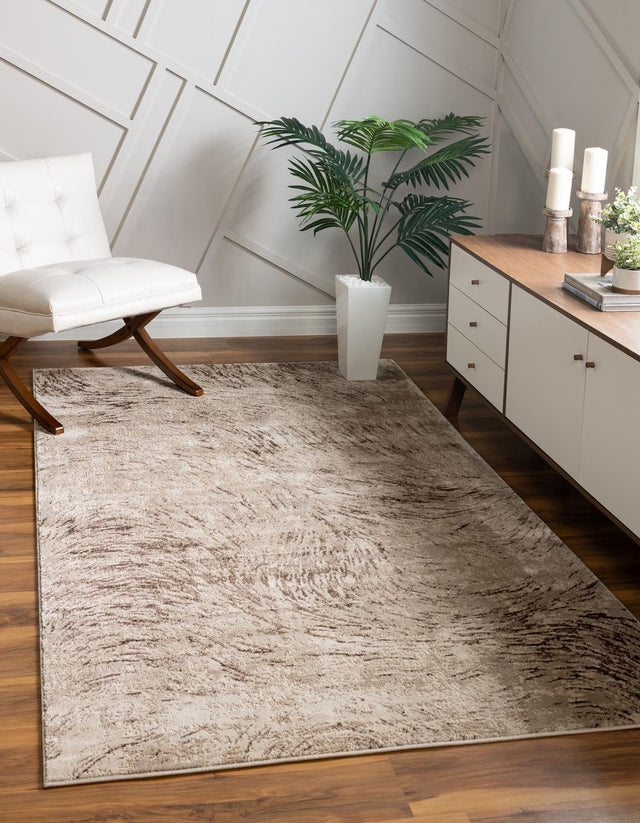 Brown 5' x 8' Oasis Rectangle Area Rug 65% Polypropylene & 35% Polyester Contemporary Carpet for Living Rooms, Bedroom, Kitchen, Dining, Office for Sale at Rug Engine