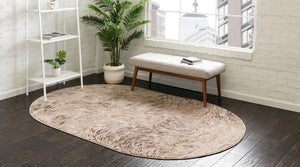 Brown 8' x 10' Oasis Oval Area Rug 65% Polypropylene & 35% Polyester Contemporary Carpet for Living Rooms, Bedroom, Kitchen, Dining, Office for Sale at Rug Engine