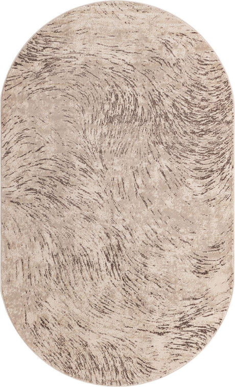 Brown 5' x 8' Oasis Oval Area Rug 65% Polypropylene & 35% Polyester Contemporary Carpet for Living Rooms, Bedroom, Kitchen, Dining, Office for Sale at Rug Engine