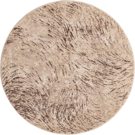 Brown 4' x 4' Oasis Round Area Rug 65% Polypropylene & 35% Polyester Contemporary Carpet for Living Rooms, Bedroom, Kitchen, Dining, Office for Sale at Rug Engine