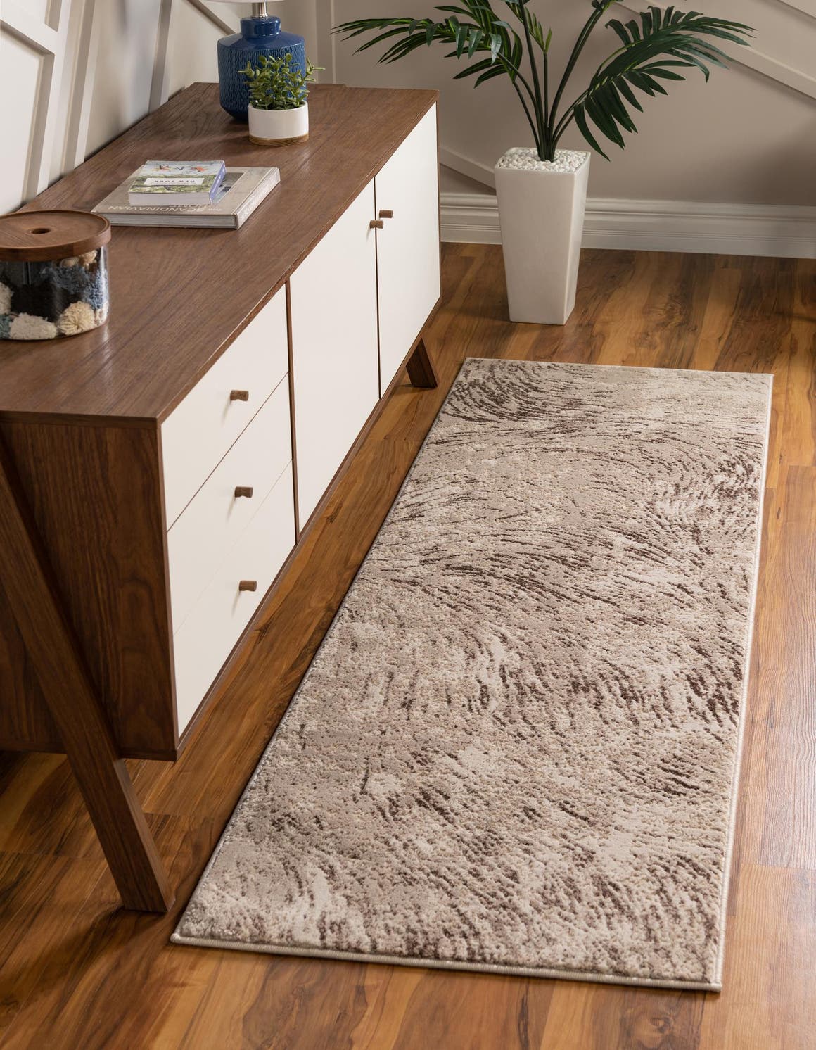 Brown 2' x 12' Oasis Runner Area Rug 65% Polypropylene & 35% Polyester Contemporary Carpet for Living Rooms, Bedroom, Kitchen, Dining, Office for Sale at Rug Engine