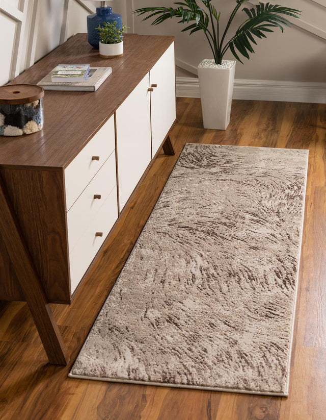 Brown 2' x 12' Oasis Runner Area Rug 65% Polypropylene & 35% Polyester Contemporary Carpet for Living Rooms, Bedroom, Kitchen, Dining, Office for Sale at Rug Engine