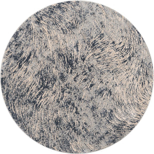 Gray 7' x 7' Oasis Round Area Rug 65% Polypropylene & 35% Polyester Contemporary Carpet for Living Rooms, Bedroom, Kitchen, Dining, Office for Sale at Rug Engine