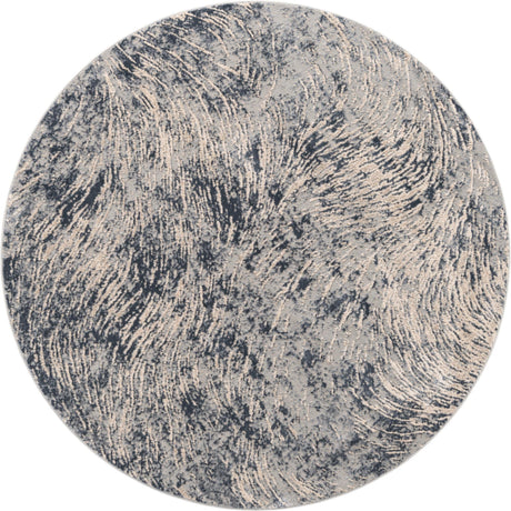 Gray 7' x 7' Oasis Round Area Rug 65% Polypropylene & 35% Polyester Contemporary Carpet for Living Rooms, Bedroom, Kitchen, Dining, Office for Sale at Rug Engine