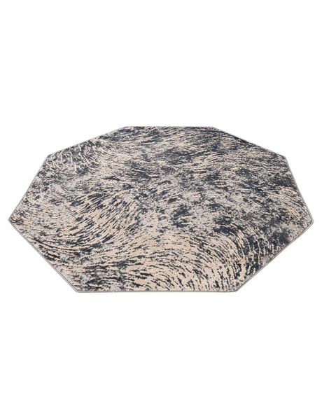 Gray 6' x 6' Oasis Octagon Area Rug 65% Polypropylene & 35% Polyester Contemporary Carpet for Living Rooms, Bedroom, Kitchen, Dining, Office for Sale at Rug Engine