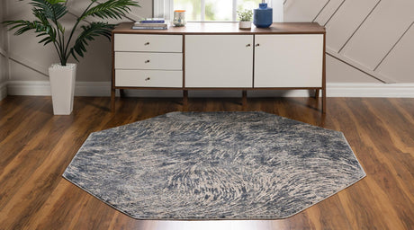 Gray 7' x 7' Oasis Octagon Area Rug 65% Polypropylene & 35% Polyester Contemporary Carpet for Living Rooms, Bedroom, Kitchen, Dining, Office for Sale at Rug Engine