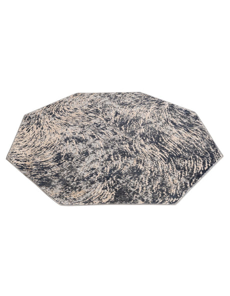 Gray 6' x 6' Oasis Octagon Area Rug 65% Polypropylene & 35% Polyester Contemporary Carpet for Living Rooms, Bedroom, Kitchen, Dining, Office for Sale at Rug Engine