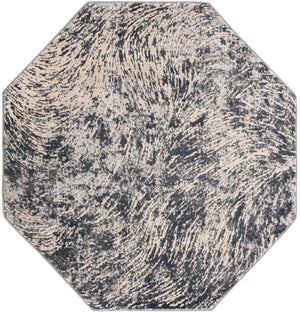 Gray 6' x 6' Oasis Octagon Area Rug 65% Polypropylene & 35% Polyester Contemporary Carpet for Living Rooms, Bedroom, Kitchen, Dining, Office for Sale at Rug Engine