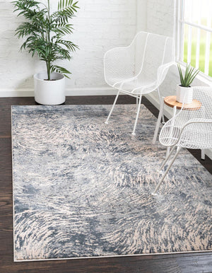 Gray 4' x 6' Oasis Rectangle Area Rug 65% Polypropylene & 35% Polyester Contemporary Carpet for Living Rooms, Bedroom, Kitchen, Dining, Office for Sale at Rug Engine