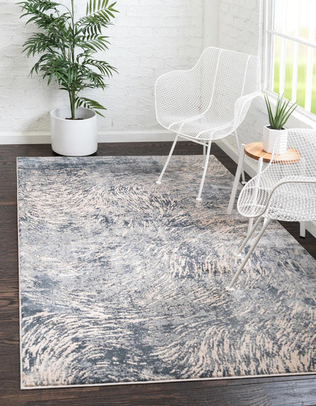 Gray 6' x 9' Oasis Rectangle Area Rug 65% Polypropylene & 35% Polyester Contemporary Carpet for Living Rooms, Bedroom, Kitchen, Dining, Office for Sale at Rug Engine