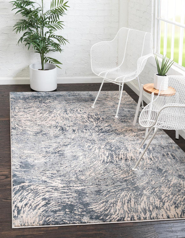 Gray 6' x 9' Oasis Rectangle Area Rug 65% Polypropylene & 35% Polyester Contemporary Carpet for Living Rooms, Bedroom, Kitchen, Dining, Office for Sale at Rug Engine