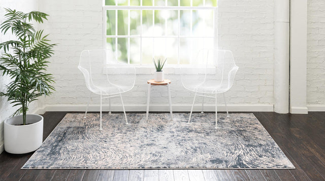 Gray 6' x 9' Oasis Rectangle Area Rug 65% Polypropylene & 35% Polyester Contemporary Carpet for Living Rooms, Bedroom, Kitchen, Dining, Office for Sale at Rug Engine