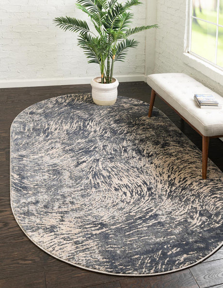 Gray 8' x 10' Oasis Oval Area Rug 65% Polypropylene & 35% Polyester Contemporary Carpet for Living Rooms, Bedroom, Kitchen, Dining, Office for Sale at Rug Engine