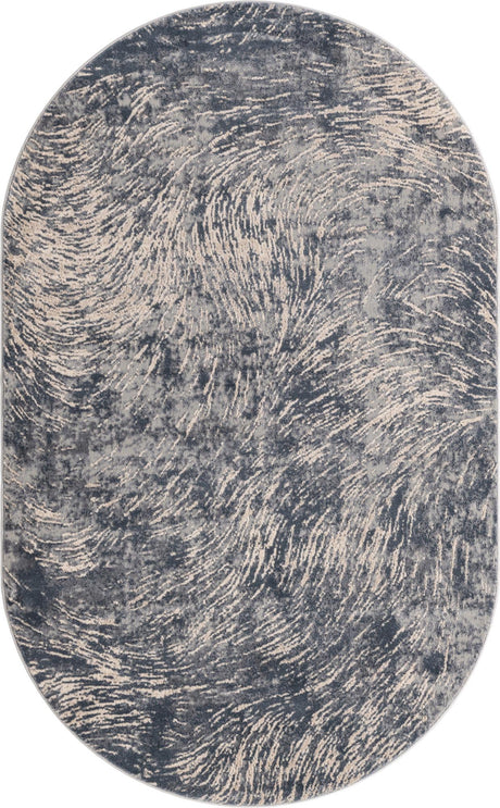 Gray 5' x 8' Oasis Oval Area Rug 65% Polypropylene & 35% Polyester Contemporary Carpet for Living Rooms, Bedroom, Kitchen, Dining, Office for Sale at Rug Engine