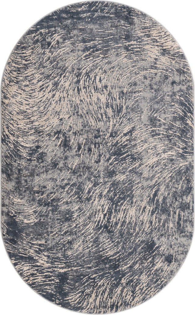 Gray 5' x 8' Oasis Oval Area Rug 65% Polypropylene & 35% Polyester Contemporary Carpet for Living Rooms, Bedroom, Kitchen, Dining, Office for Sale at Rug Engine