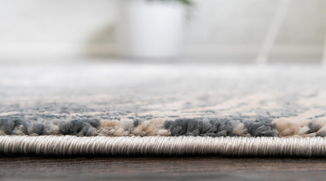 Gray 7' x 7' Oasis Round Area Rug 65% Polypropylene & 35% Polyester Contemporary Carpet for Living Rooms, Bedroom, Kitchen, Dining, Office for Sale at Rug Engine