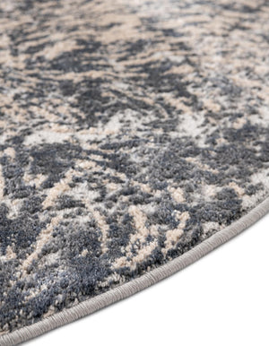 Gray 7' x 7' Oasis Round Area Rug 65% Polypropylene & 35% Polyester Contemporary Carpet for Living Rooms, Bedroom, Kitchen, Dining, Office for Sale at Rug Engine