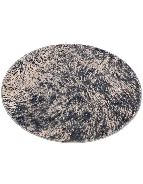 Gray 4' x 4' Oasis Round Area Rug 65% Polypropylene & 35% Polyester Contemporary Carpet for Living Rooms, Bedroom, Kitchen, Dining, Office for Sale at Rug Engine