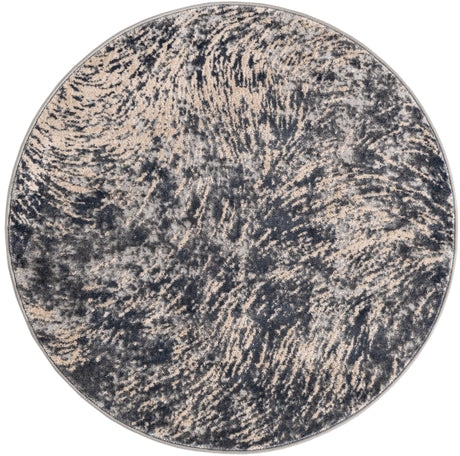 Gray 4' x 4' Oasis Round Area Rug 65% Polypropylene & 35% Polyester Contemporary Carpet for Living Rooms, Bedroom, Kitchen, Dining, Office for Sale at Rug Engine