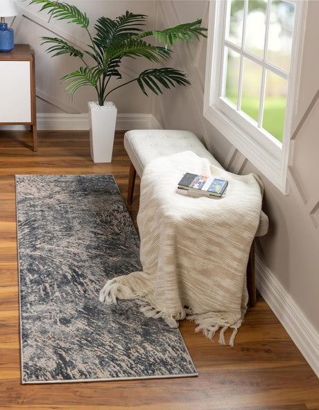 Gray 2' x 6' Oasis Runner Area Rug 65% Polypropylene & 35% Polyester Contemporary Carpet for Living Rooms, Bedroom, Kitchen, Dining, Office for Sale at Rug Engine