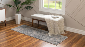 Gray 2' x 12' Oasis Runner Area Rug 65% Polypropylene & 35% Polyester Contemporary Carpet for Living Rooms, Bedroom, Kitchen, Dining, Office for Sale at Rug Engine