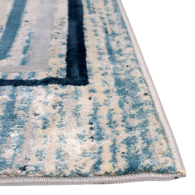 Blue 6' x 6' Oasis Octagon Area Rug 65% Polypropylene & 35% Polyester Contemporary Carpet for Living Rooms, Bedroom, Kitchen, Dining, Office for Sale at Rug Engine