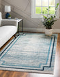 Blue 4' x 6' Oasis Rectangle Area Rug 65% Polypropylene & 35% Polyester Contemporary Carpet for Living Rooms, Bedroom, Kitchen, Dining, Office for Sale at Rug Engine
