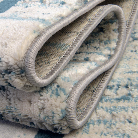 Blue 7' x 10' Oasis Rectangle Area Rug 65% Polypropylene & 35% Polyester Contemporary Carpet for Living Rooms, Bedroom, Kitchen, Dining, Office for Sale at Rug Engine