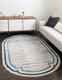 Blue 5' x 8' Oasis Oval Area Rug 65% Polypropylene & 35% Polyester Contemporary Carpet for Living Rooms, Bedroom, Kitchen, Dining, Office for Sale at Rug Engine