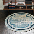Blue 4' x 4' Oasis Round Area Rug 65% Polypropylene & 35% Polyester Contemporary Carpet for Living Rooms, Bedroom, Kitchen, Dining, Office for Sale at Rug Engine