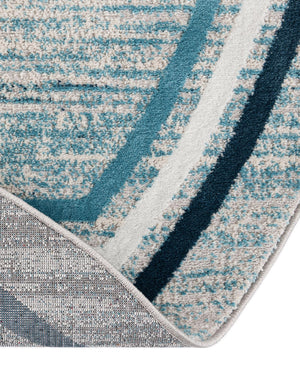 Blue 7' x 7' Oasis Round Area Rug 65% Polypropylene & 35% Polyester Contemporary Carpet for Living Rooms, Bedroom, Kitchen, Dining, Office for Sale at Rug Engine