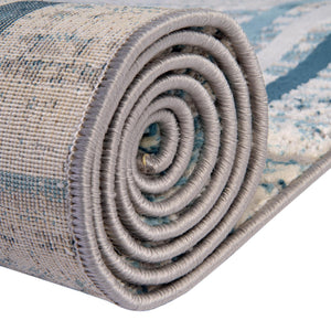 Blue 4' x 4' Oasis Round Area Rug 65% Polypropylene & 35% Polyester Contemporary Carpet for Living Rooms, Bedroom, Kitchen, Dining, Office for Sale at Rug Engine