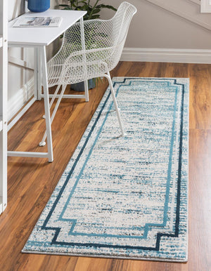 Blue 2' x 6' Oasis Runner Area Rug 65% Polypropylene & 35% Polyester Contemporary Carpet for Living Rooms, Bedroom, Kitchen, Dining, Office for Sale at Rug Engine