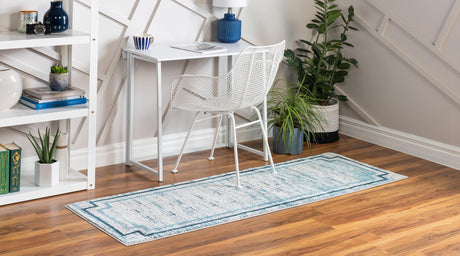 Blue 2' x 6' Oasis Runner Area Rug 65% Polypropylene & 35% Polyester Contemporary Carpet for Living Rooms, Bedroom, Kitchen, Dining, Office for Sale at Rug Engine
