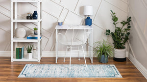 Blue 2' x 12' Oasis Runner Area Rug 65% Polypropylene & 35% Polyester Contemporary Carpet for Living Rooms, Bedroom, Kitchen, Dining, Office for Sale at Rug Engine