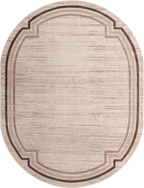 Brown 8' x 10' Oasis Oval Area Rug 65% Polypropylene & 35% Polyester Contemporary Carpet for Living Rooms, Bedroom, Kitchen, Dining, Office for Sale at Rug Engine