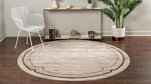 Brown 4' x 4' Oasis Round Area Rug 65% Polypropylene & 35% Polyester Contemporary Carpet for Living Rooms, Bedroom, Kitchen, Dining, Office for Sale at Rug Engine