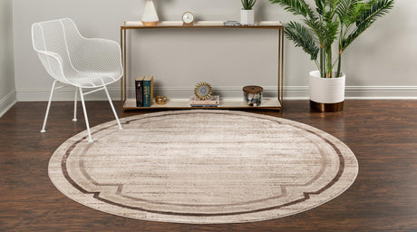 Brown 4' x 4' Oasis Round Area Rug 65% Polypropylene & 35% Polyester Contemporary Carpet for Living Rooms, Bedroom, Kitchen, Dining, Office for Sale at Rug Engine