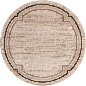 Brown 7' x 7' Oasis Round Area Rug 65% Polypropylene & 35% Polyester Contemporary Carpet for Living Rooms, Bedroom, Kitchen, Dining, Office for Sale at Rug Engine