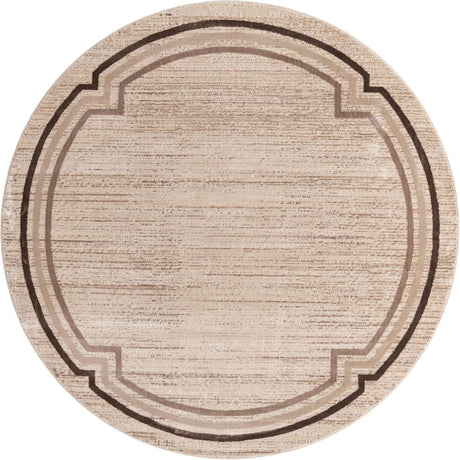 Brown 7' x 7' Oasis Round Area Rug 65% Polypropylene & 35% Polyester Contemporary Carpet for Living Rooms, Bedroom, Kitchen, Dining, Office for Sale at Rug Engine