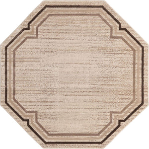 Brown 6' x 6' Oasis Octagon Area Rug 65% Polypropylene & 35% Polyester Contemporary Carpet for Living Rooms, Bedroom, Kitchen, Dining, Office for Sale at Rug Engine