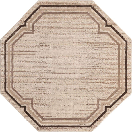 Brown 6' x 6' Oasis Octagon Area Rug 65% Polypropylene & 35% Polyester Contemporary Carpet for Living Rooms, Bedroom, Kitchen, Dining, Office for Sale at Rug Engine